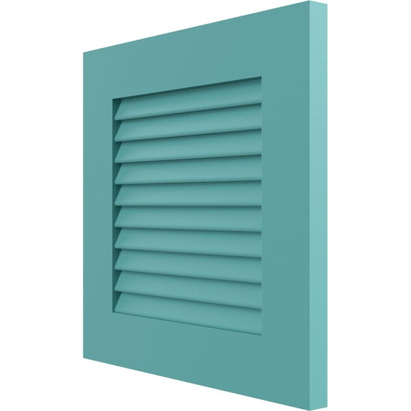 12W X 12H True Fit PVC Louver Shutters Sample, Pure Turquoise